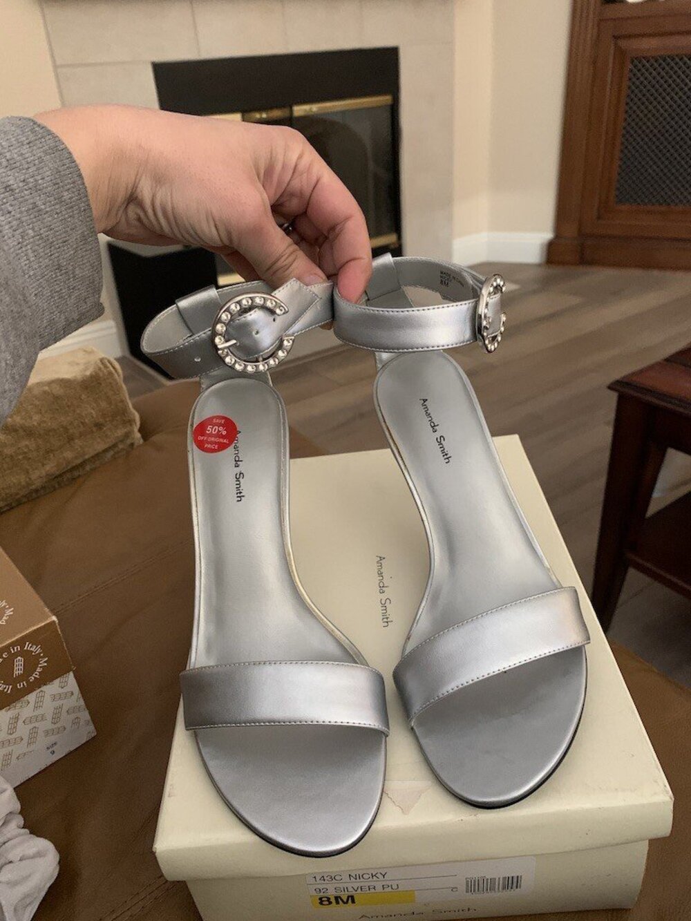 Amanda Smith Nicky Silver Ankle Strap Heels